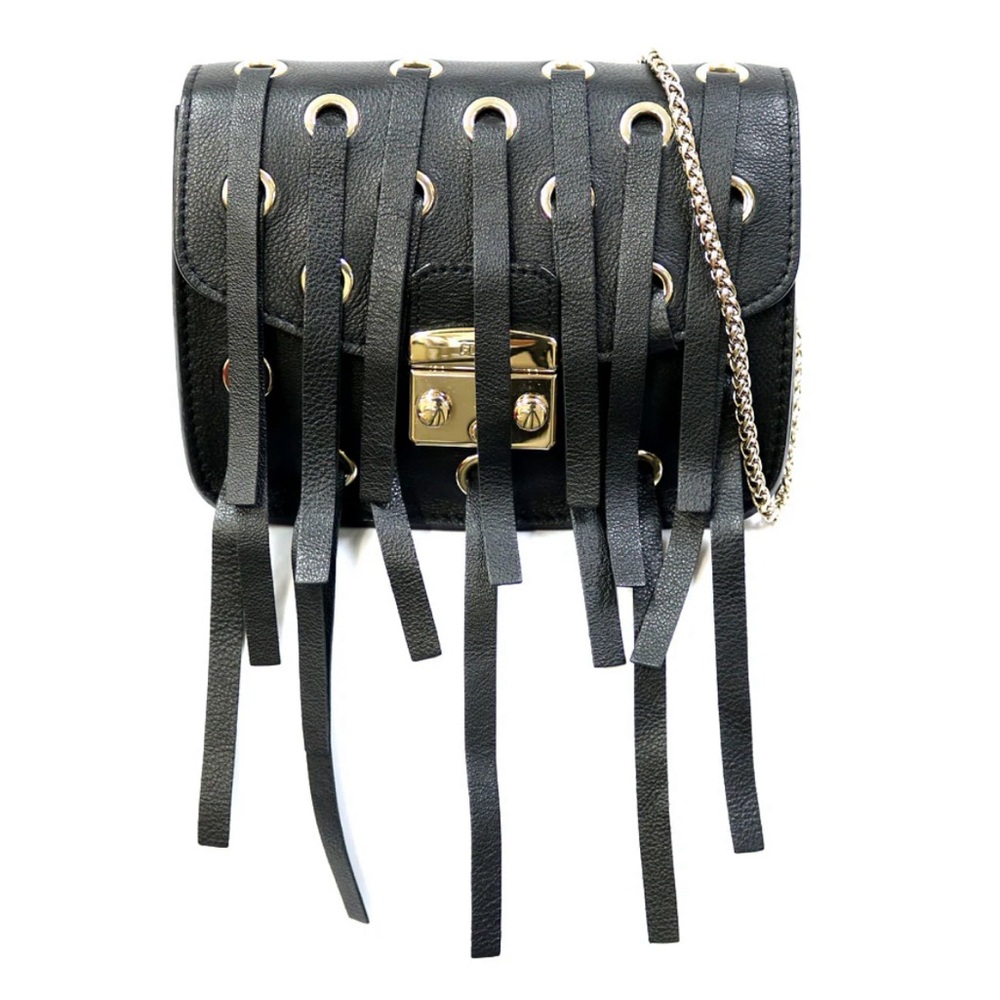 NWT Furla Onyx Crossbody with Fringe Detail & Gold Hardware (incl small pouch)